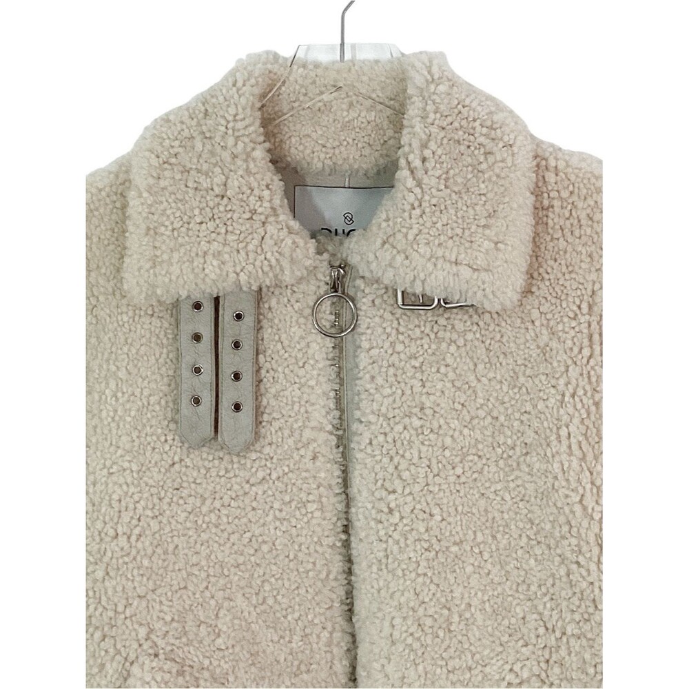 Ducie London Shearling Aviator Jacket Ivory Wool Leather Size 38 M - Picture 3 of 13
